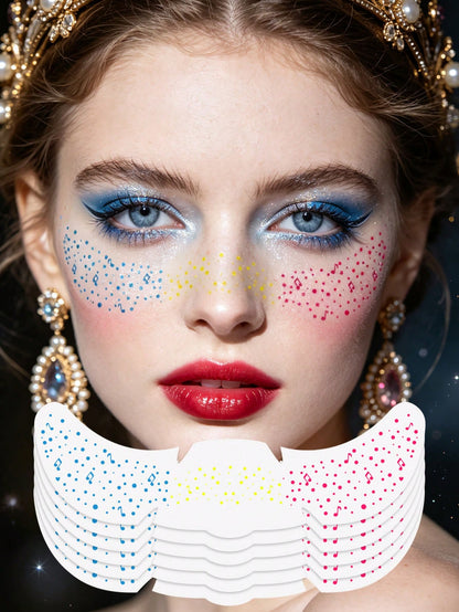 2/3/4/5/6pcs Freckle Face Temporary Tattoo Stickers, Waterproof Tattoo Stickers, Glitter Freckle Glow In Dark Sequin Freckle Stickers, Women's Glitter Freckle Face Stickers, Suitable For Dance Music P