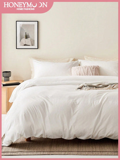 2/3 Piece Solid Color Bedding Set, Includes 1 Duvet Cover, 1/2 Pillowcases, Perfectly Fits Twin, Full, Queen, King Size Beds, Suitable For All Seasons, Oeko-Tex Certified