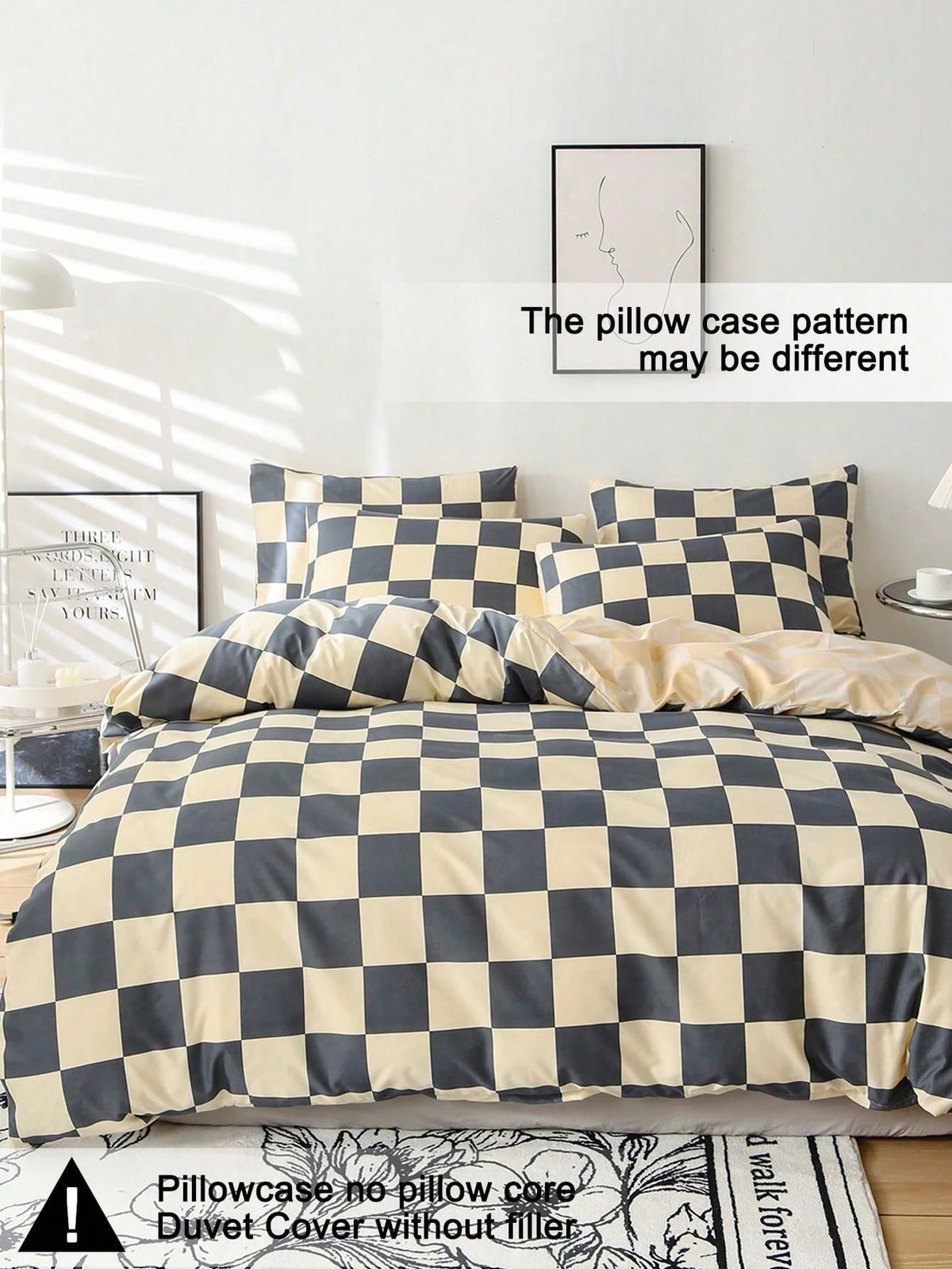 2/3Pcs Checkerboard Plaid Duvet Cover Set, Soft Microfiber All-Season Bedding, Autumn Bedroom Decor, Wrinkle Resistant Cover, Twin XL & King Size Available, Boho Farmhouse Bedding For Dorm, Apartment