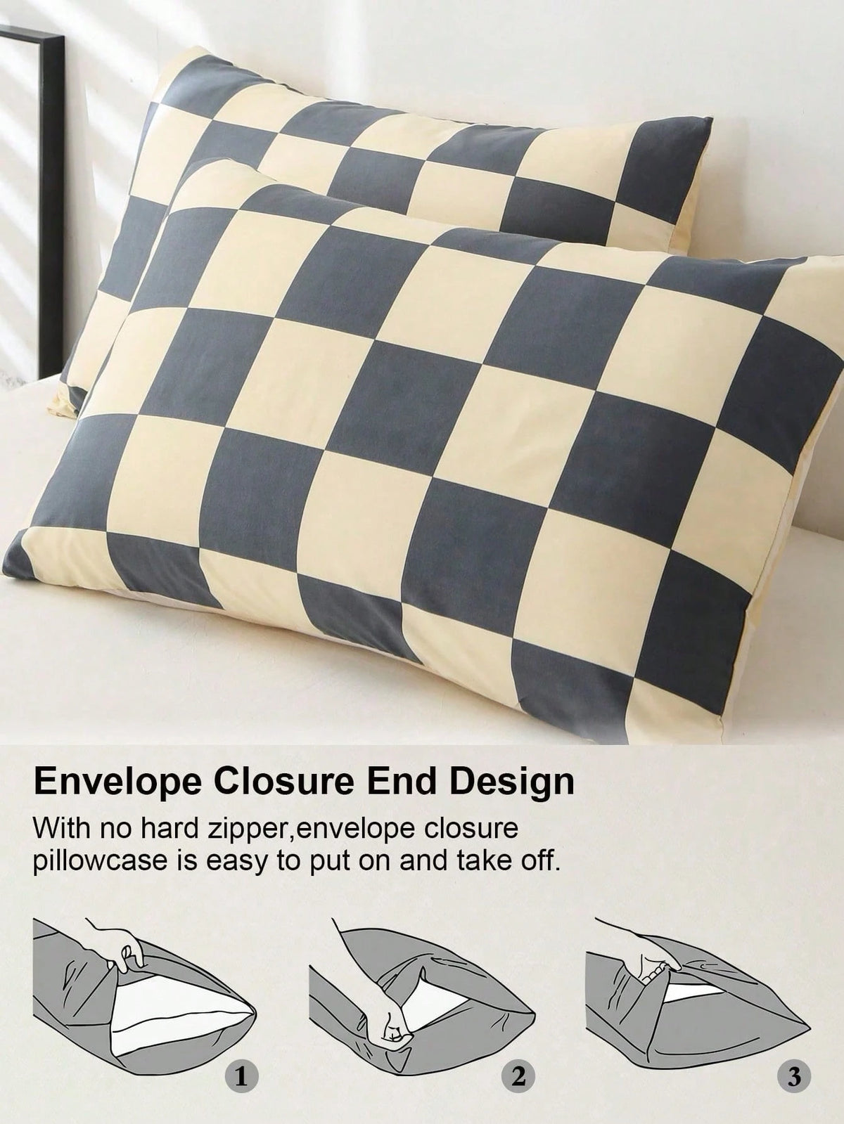 2/3Pcs Checkerboard Plaid Duvet Cover Set, Soft Microfiber All-Season Bedding, Autumn Bedroom Decor, Wrinkle Resistant Cover, Twin XL & King Size Available, Boho Farmhouse Bedding For Dorm, Apartment