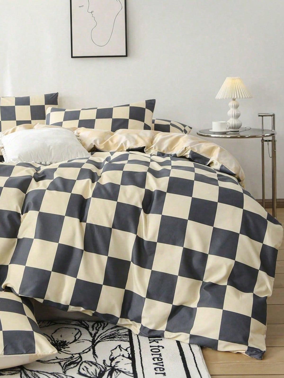 2/3Pcs Checkerboard Plaid Duvet Cover Set, Soft Microfiber All-Season Bedding, Autumn Bedroom Decor, Wrinkle Resistant Cover, Twin XL & King Size Available, Boho Farmhouse Bedding For Dorm, Apartment
