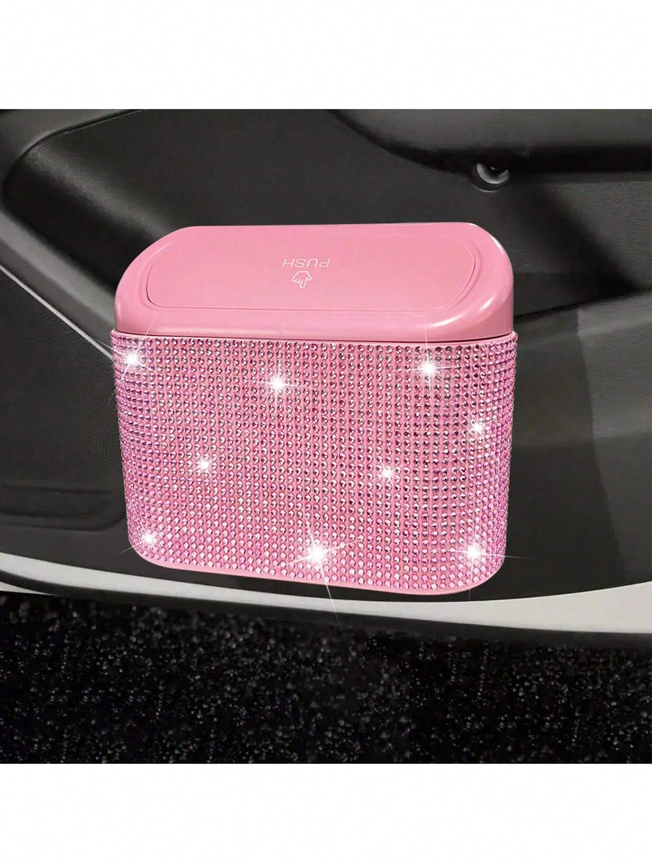 2/4/6/7pcs Car Trash Can Side Hanging With Lid Storage Bucket And Garbage Bag Set, Cute And Practical Car Trash Can And Garbage Bag
