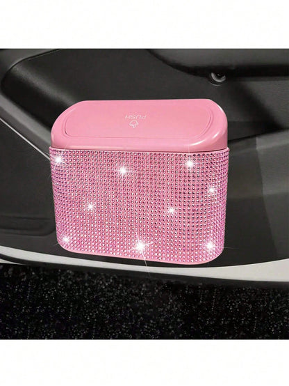 2/4/6/7pcs Car Trash Can Side Hanging With Lid Storage Bucket And Garbage Bag Set, Cute And Practical Car Trash Can And Garbage Bag