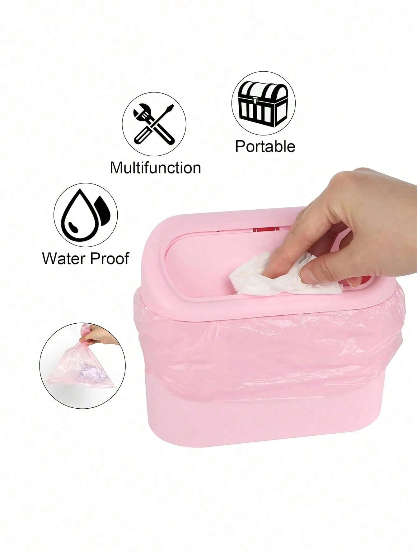 2/4/6/7pcs Car Trash Can Side Hanging With Lid Storage Bucket And Garbage Bag Set, Cute And Practical Car Trash Can And Garbage Bag