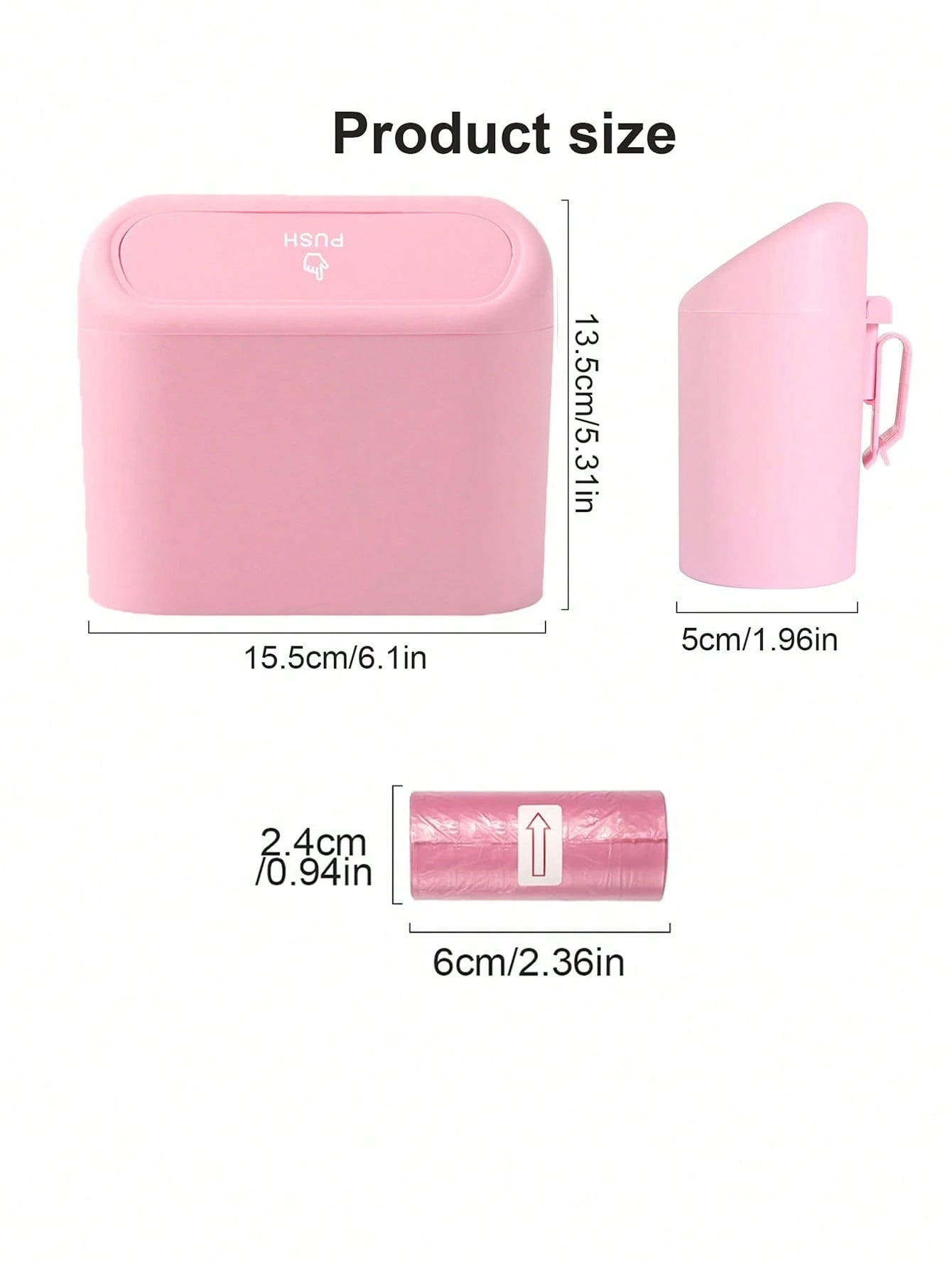 2/4/6/7pcs Car Trash Can Side Hanging With Lid Storage Bucket And Garbage Bag Set, Cute And Practical Car Trash Can And Garbage Bag