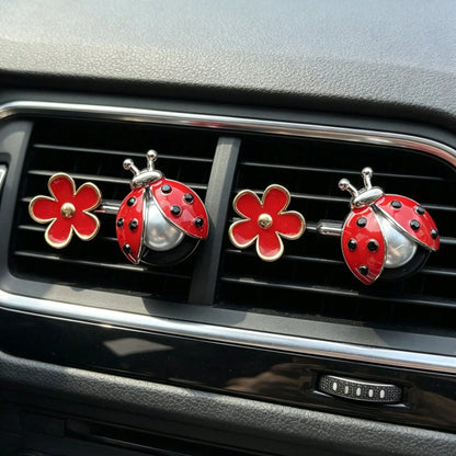 2/4pcs Daisy & Happy Seven-Star Bug Car Aromatherapy Clip, Cute Alloy Insect Air Vent Decor Clip, Fun Car Air Freshener