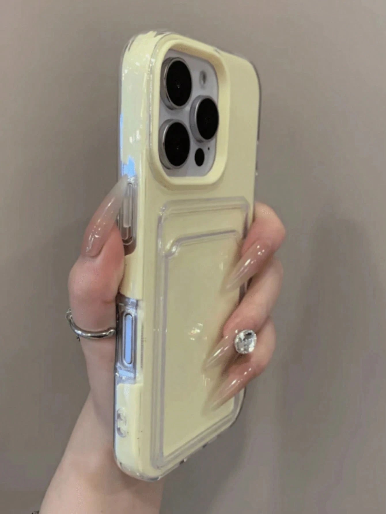 2 In 1 Candy Color Card Holder Slot Phone Case Compatible With IPhone 17Pro 17ProMax 17 Air 17 16 15 14 13 12 11 Pro Max 16Plus Simple Shockproof Clear Soft Cover