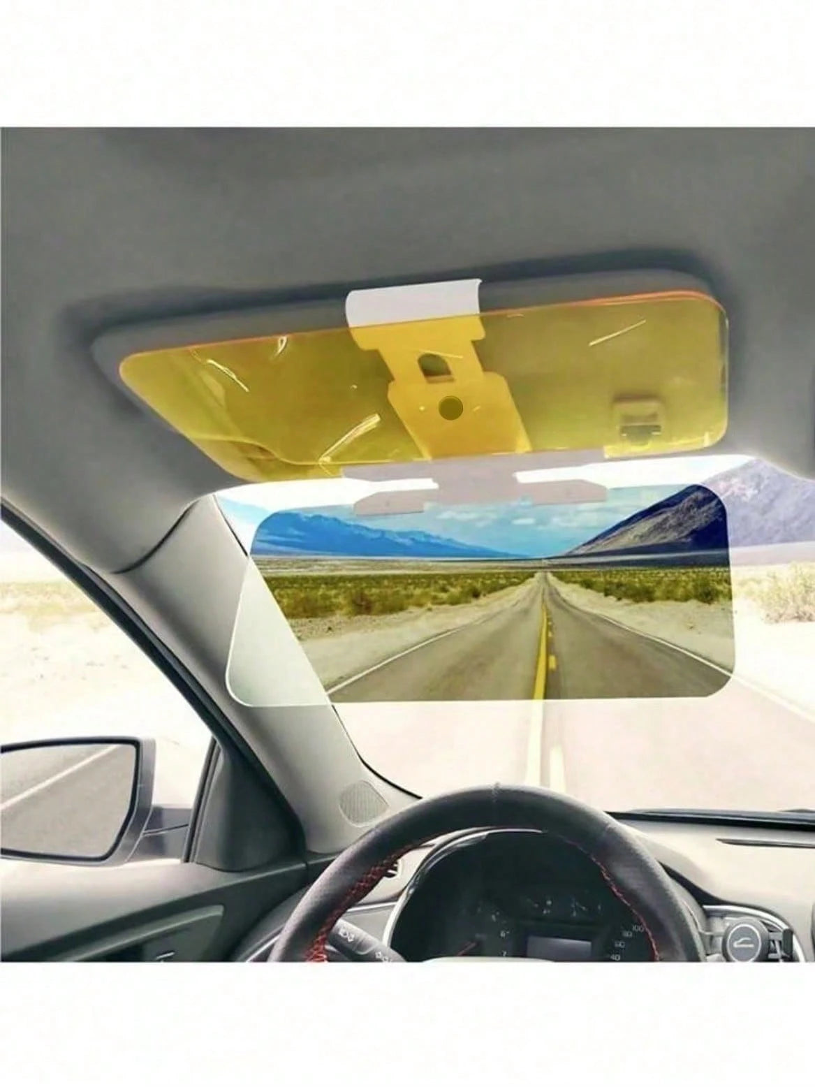 2-In-1 Car Sun Visor| UV Protection + Anti-Glare For Windshield| Adjustable Clip And Suction Cup Fit All Vehicles| ABS Plastic Blocks Glare| Improve Night Driving Safety And Comfort; Essential Car