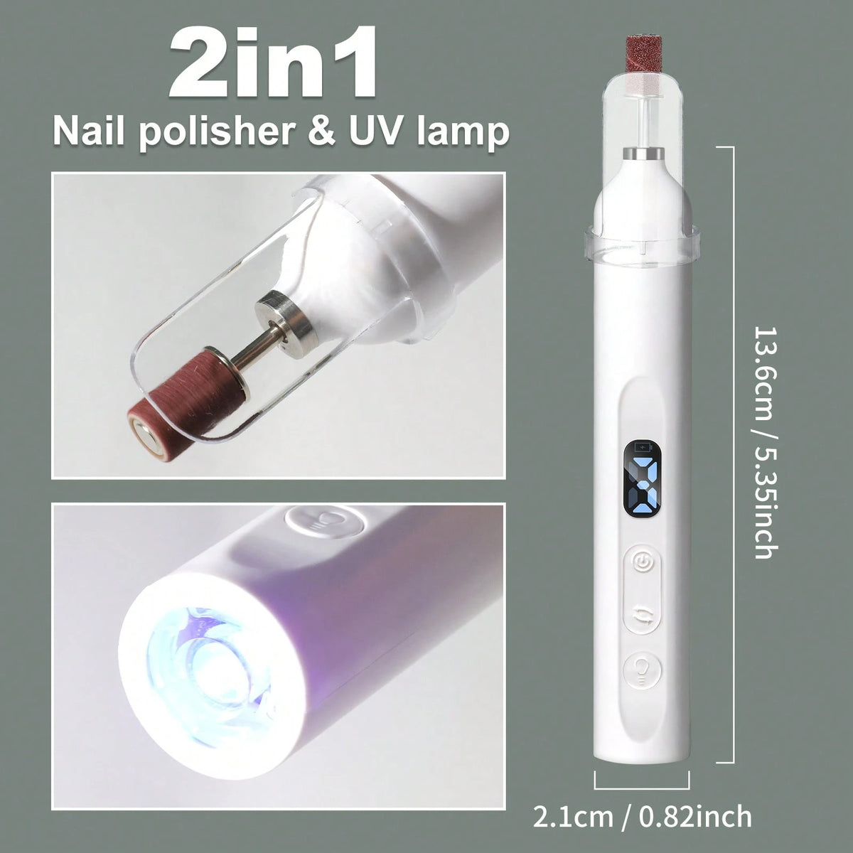 2-In-1 Electric Nail Drill Set, Wireless Rechargeable Portable Nail File, 3-Speed Adjustable, Suitable For Natural Nails, Thick Toenails And Foot Care Nail Polishing Tool, Professional Manicure And Pe
