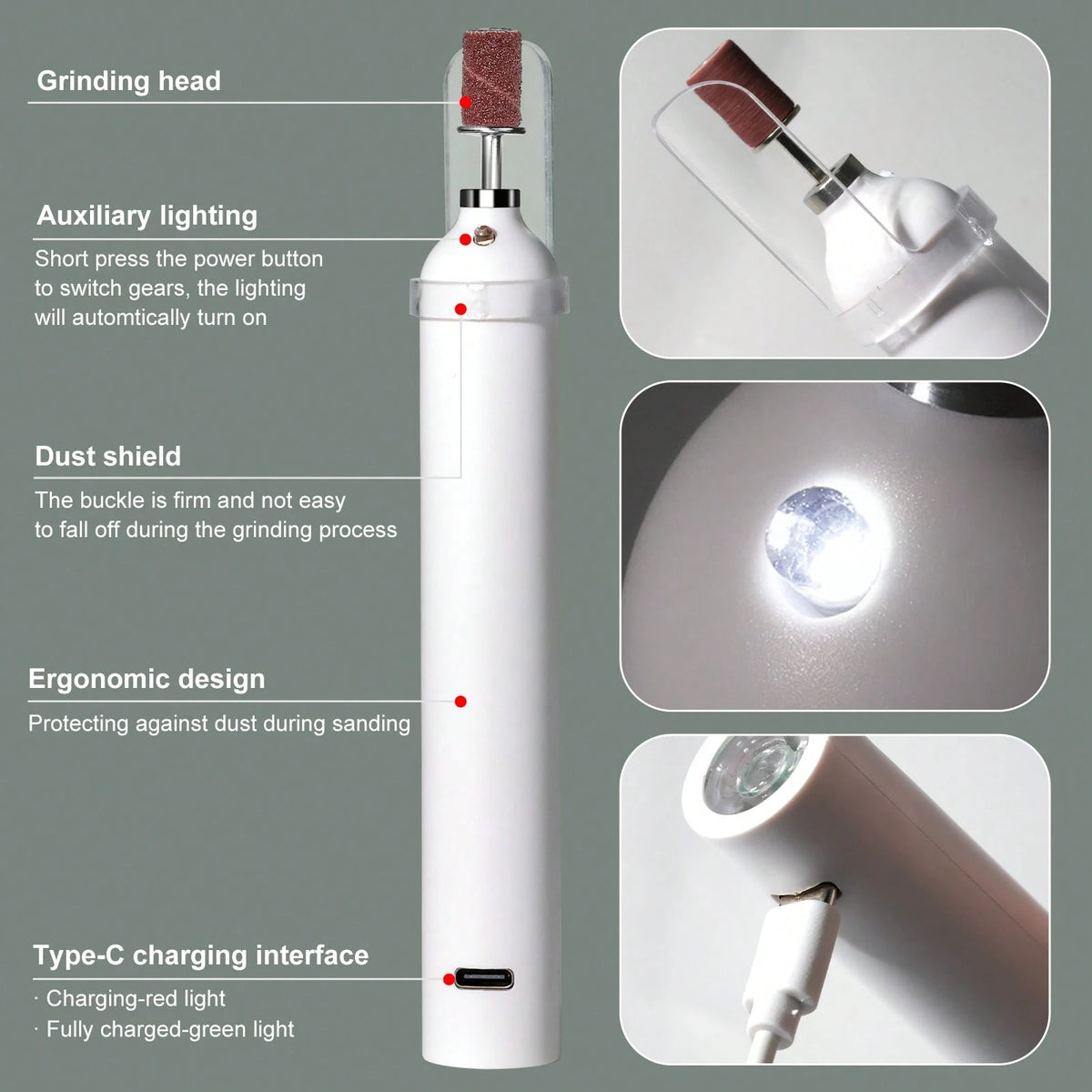 2-In-1 Electric Nail Drill Set, Wireless Rechargeable Portable Nail File, 3-Speed Adjustable, Suitable For Natural Nails, Thick Toenails And Foot Care Nail Polishing Tool, Professional Manicure And Pe