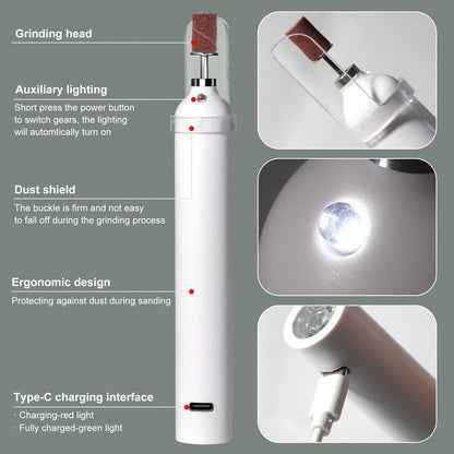 2-In-1 Electric Nail Drill Set, Wireless Rechargeable Portable Nail File, 3-Speed Adjustable, Suitable For Natural Nails, Thick Toenails And Foot Care Nail Polishing Tool, Professional Manicure And Pe