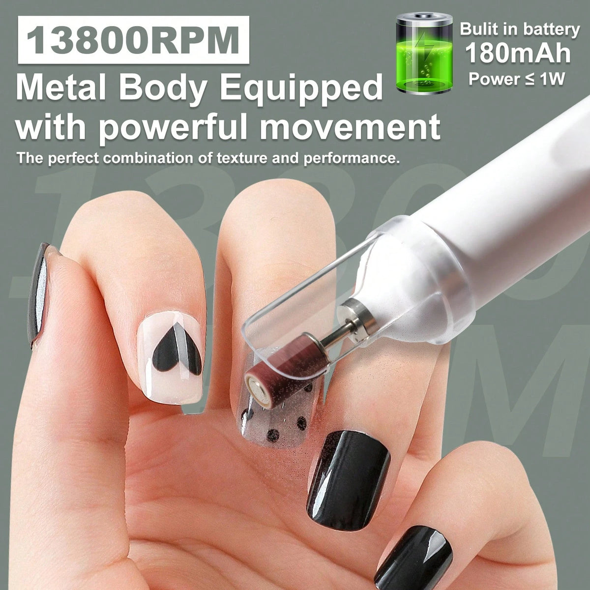 2-In-1 Electric Nail Drill Set, Wireless Rechargeable Portable Nail File, 3-Speed Adjustable, Suitable For Natural Nails, Thick Toenails And Foot Care Nail Polishing Tool, Professional Manicure And Pe