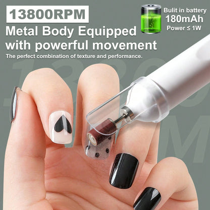 2-In-1 Electric Nail Drill Set, Wireless Rechargeable Portable Nail File, 3-Speed Adjustable, Suitable For Natural Nails, Thick Toenails And Foot Care Nail Polishing Tool, Professional Manicure And Pe