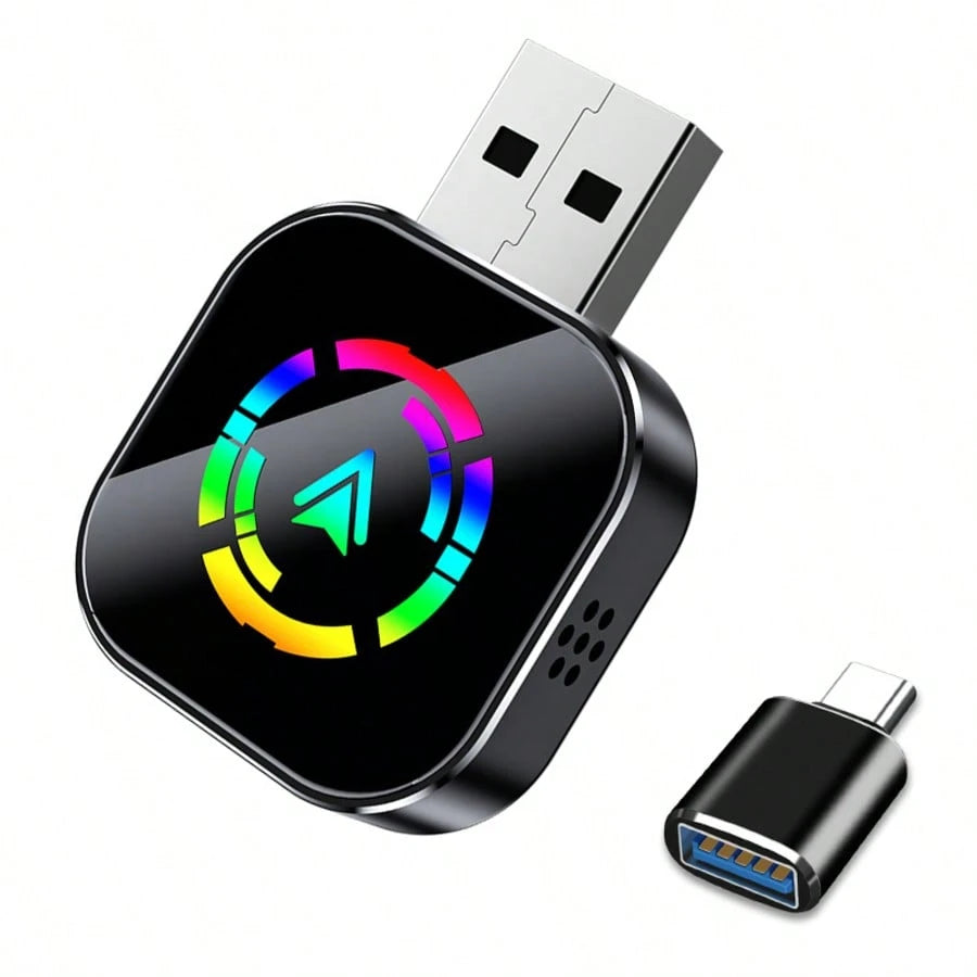 2 In 1 Mini Wireless CarPlay & Android Auto Wireless Adapter, Wireless Car Screen Adapter:Easily Upgrade Wired CarPlay To Unwired Connection, Includes USB-A To USB-C Dongle, Plug & Play For IOS 10 An