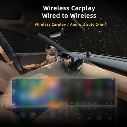 2 In 1 Mini Wireless CarPlay & Android Auto Wireless Adapter, Wireless Car Screen Adapter:Easily Upgrade Wired CarPlay To Unwired Connection, Includes USB-A To USB-C Dongle, Plug & Play For IOS 10 An