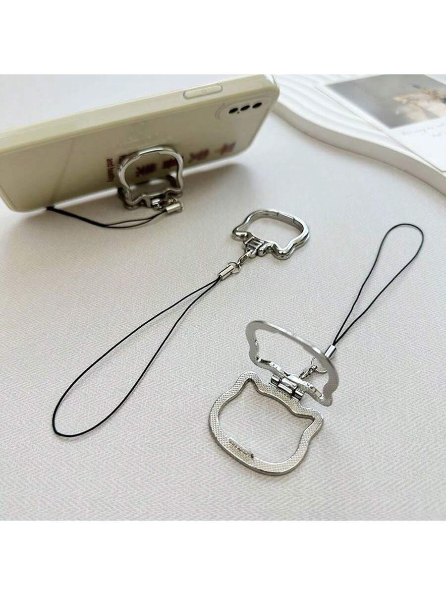 2-In-1 Multifunctional Mobile Phone Lanyard Holder, Portable Slouchy Stand, Metal Folding Ring Pendant Necklace Holder For Phones & Tablets, Great Gift For Mother, Family, Friends On Birthday, Holiday