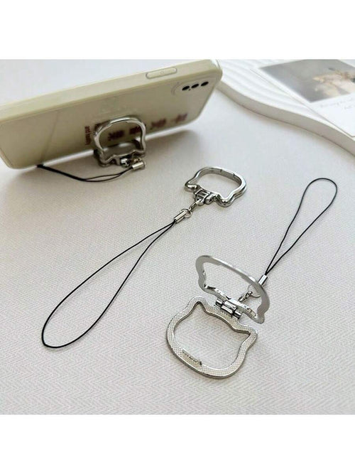 2-In-1 Multifunctional Mobile Phone Lanyard Holder, Portable Slouchy Stand, Metal Folding Ring Pendant Necklace Holder For Phones & Tablets, Great Gift For Mother, Family, Friends On Birthday, Holiday