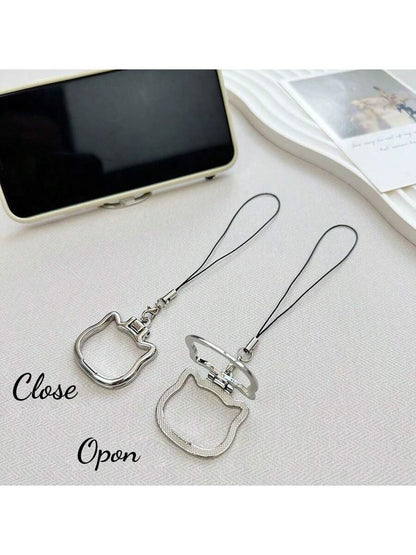 2-In-1 Multifunctional Mobile Phone Lanyard Holder, Portable Slouchy Stand, Metal Folding Ring Pendant Necklace Holder For Phones & Tablets, Great Gift For Mother, Family, Friends On Birthday, Holiday