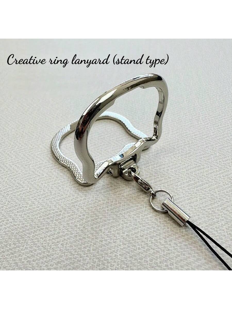 2-In-1 Multifunctional Mobile Phone Lanyard Holder, Portable Slouchy Stand, Metal Folding Ring Pendant Necklace Holder For Phones & Tablets, Great Gift For Mother, Family, Friends On Birthday, Holiday
