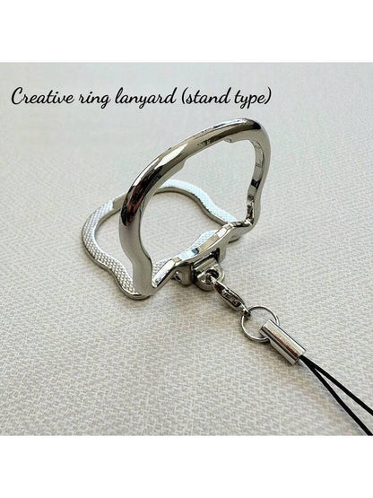 2-In-1 Multifunctional Mobile Phone Lanyard Holder, Portable Slouchy Stand, Metal Folding Ring Pendant Necklace Holder For Phones & Tablets, Great Gift For Mother, Family, Friends On Birthday, Holiday