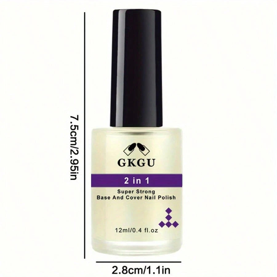 2-In-1 Nail Strengthener, Hardener, Polisher 12ml, Helps Prevent Nail Splitting, Breaking, Fragility, Cracking, Damage, Cracks, Provides Protection For Stronger Nails