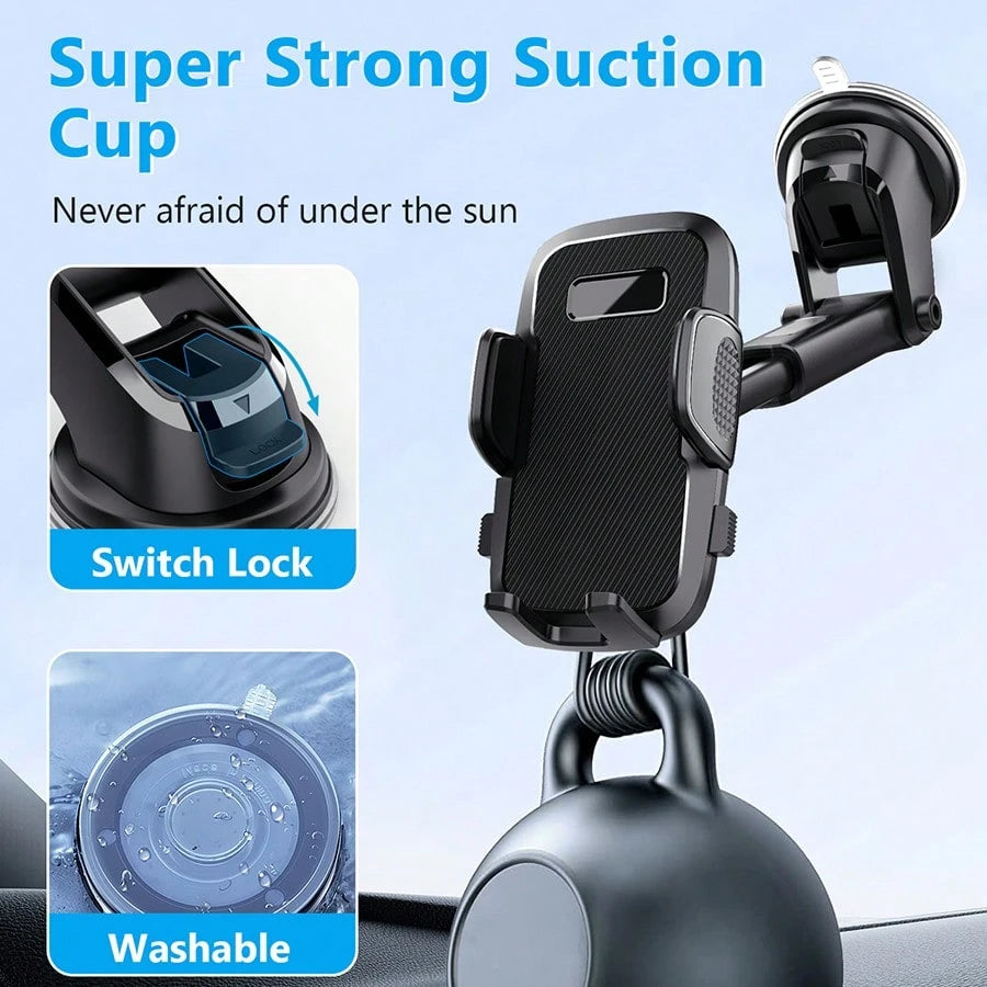 2-In-1 Phone Holder, Car Dashboard Holder, ABS Material, 360 ° Rotation, Universal Compatibility, Adjustable Suction Cup Installation, With Vertical And Horizontal Adjustment, Car Phone Holder.