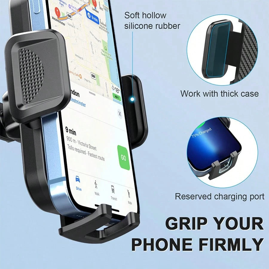 2-In-1 Phone Holder, Car Dashboard Holder, ABS Material, 360 ° Rotation, Universal Compatibility, Adjustable Suction Cup Installation, With Vertical And Horizontal Adjustment, Car Phone Holder.