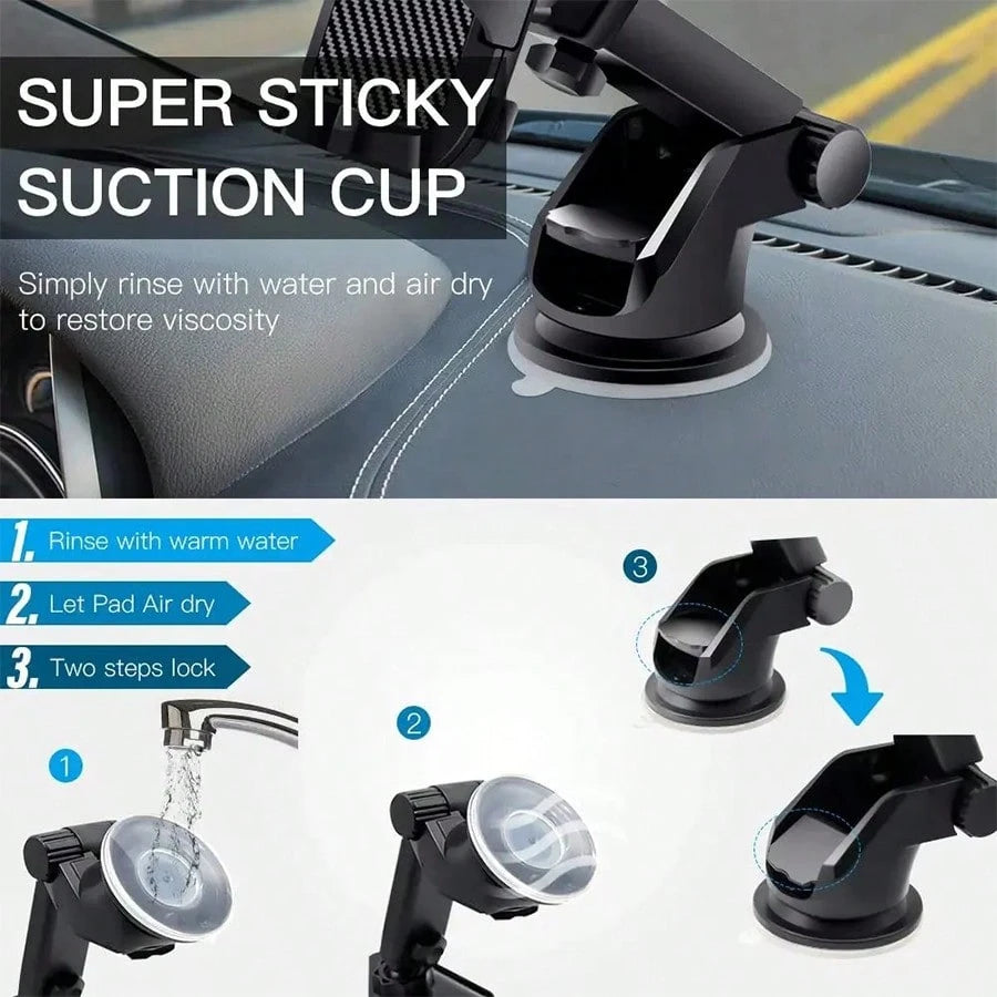 2-In-1 Phone Holder, Car Dashboard Holder, ABS Material, 360 ° Rotation, Universal Compatibility, Adjustable Suction Cup Installation, With Vertical And Horizontal Adjustment, Car Phone Holder.