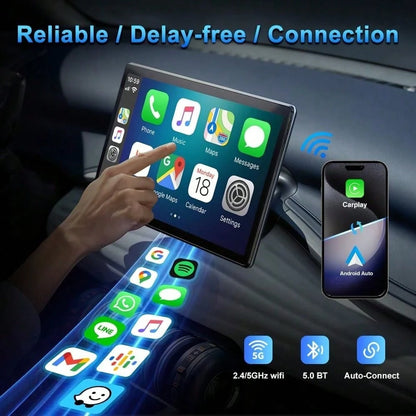 (2 IN 1• Wireless CarPlay ) Wired To Wireless CarPlay Adapter For CarPlay And Android Auto, Mini Size USB Port For 2016+ Cars And 10+/ Android 11+ 2025 Upgrade.(Attached Data Cable)