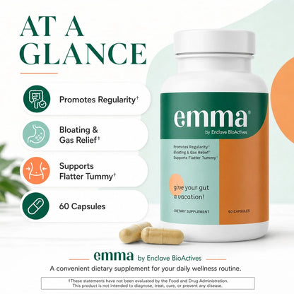2-Pack Bundle|Emma Digestive Support, Bloating & Gas Relief, Supports Regularity & Flatter Tummy, 60 Capsules/Bottle