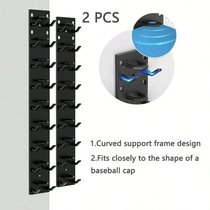 2-Pack Hat Organizer For Baseball Caps, Men's Hat Organizer, Hat Rack On Wall, Hat Storage Organizer For Wall, Multi-Layer Hat Storage, Wall Hanging Hat Hooks For Closet Doors And Bedrooms