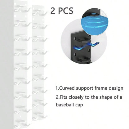2-Pack Hat Organizer For Baseball Caps, Men's Hat Organizer, Hat Rack On Wall, Hat Storage Organizer For Wall, Multi-Layer Hat Storage, Wall Hanging Hat Hooks For Closet Doors And Bedrooms