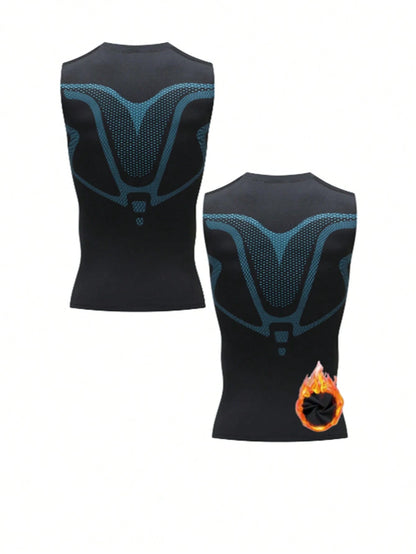 2 Packs Of Men's Thin Fleece Compression Shirts, Shaping Sleeveless Vests, Suitable For Running, Sports And Exercise Base T-Shirts