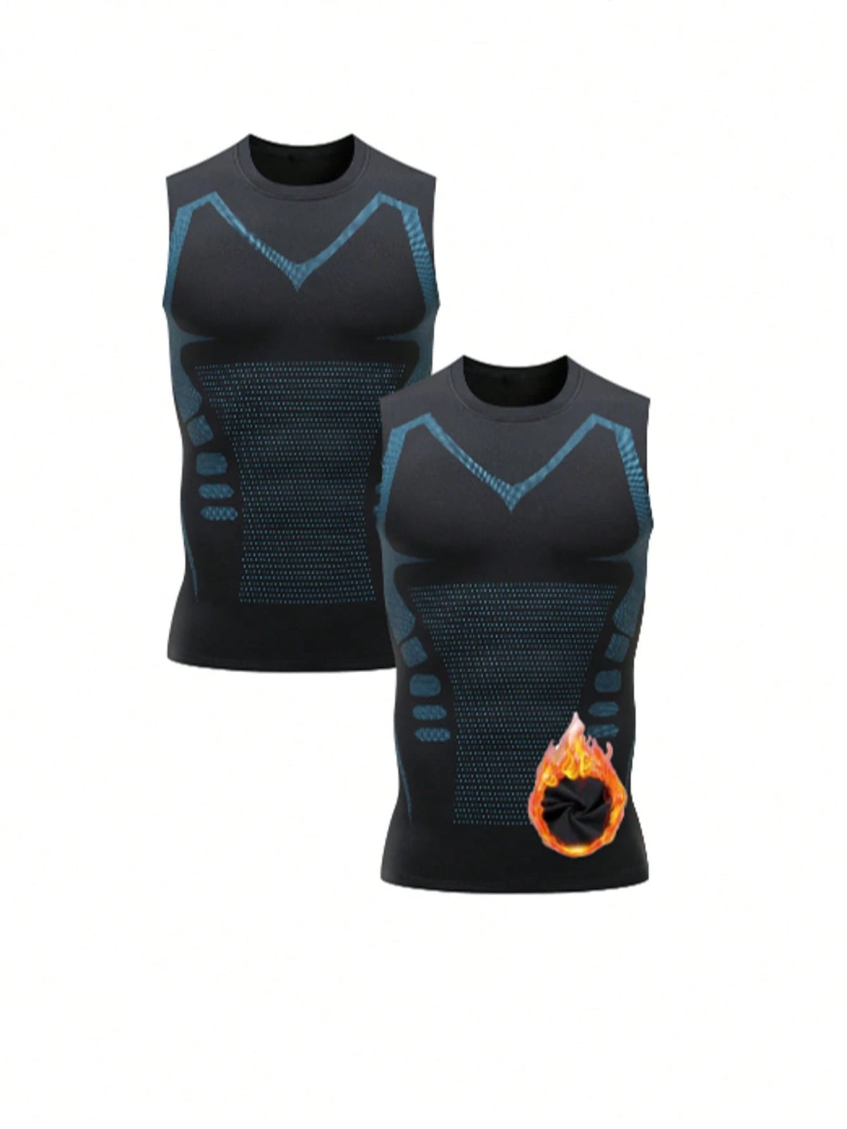 2 Packs Of Men's Thin Fleece Compression Shirts, Shaping Sleeveless Vests, Suitable For Running, Sports And Exercise Base T-Shirts