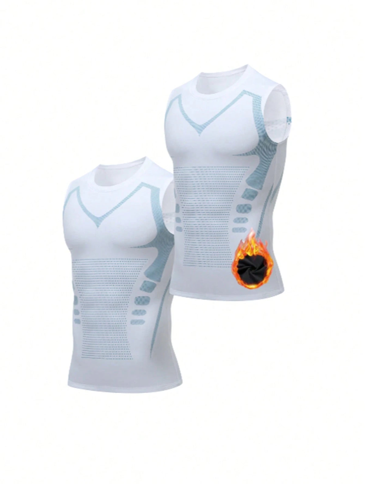 2 Packs Of Men's Thin Fleece Compression Shirts, Shaping Sleeveless Vests, Suitable For Running, Sports And Exercise Base T-Shirts