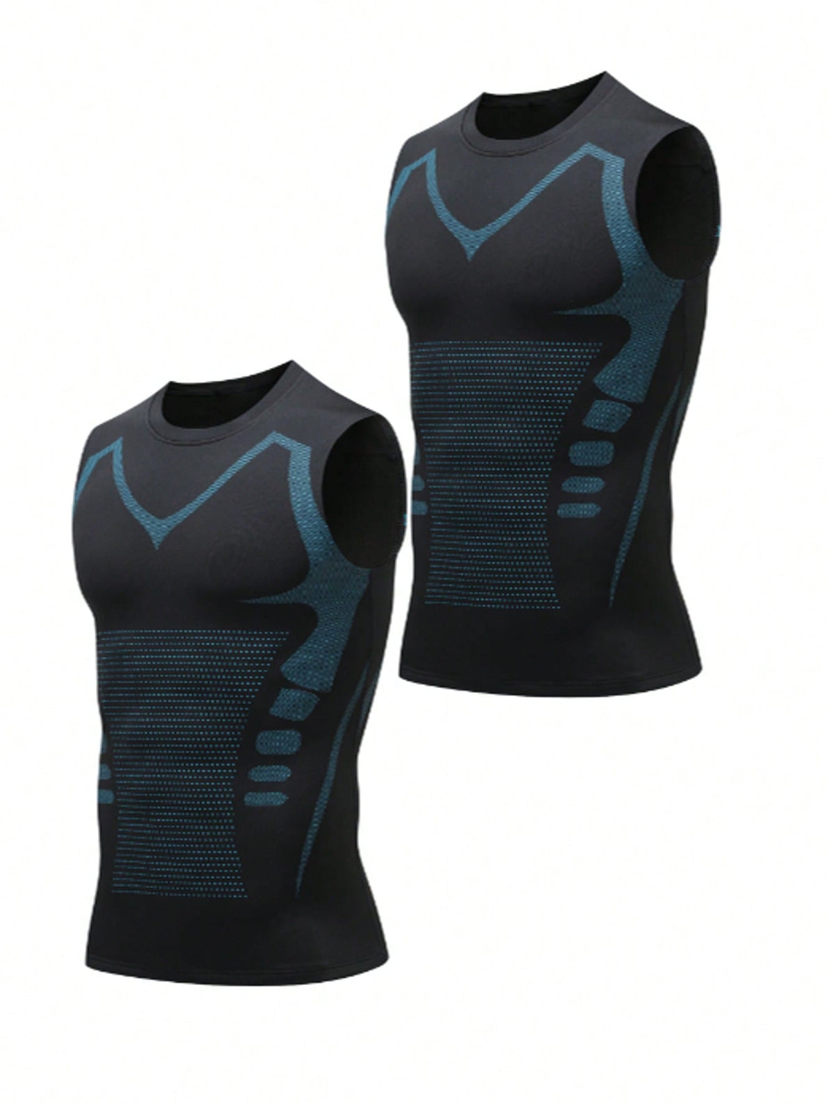 2 Packs Of Men's Thin Fleece Compression Shirts, Shaping Sleeveless Vests, Suitable For Running, Sports And Exercise Base T-Shirts