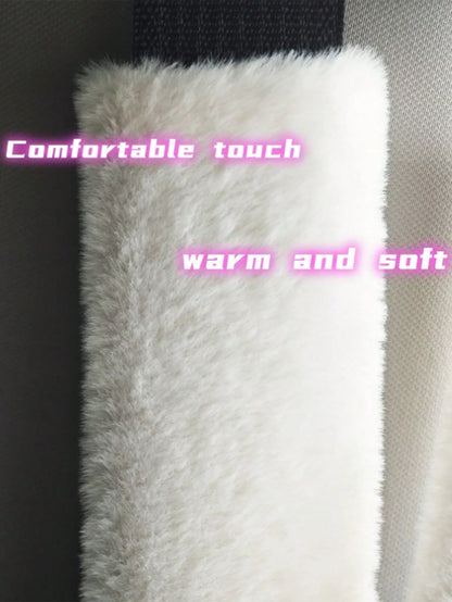 2 Packs Winter Warm Short Plush Shoulder Protectors, Warm Anti-Choke Seatbelt Covers, Car Accessories