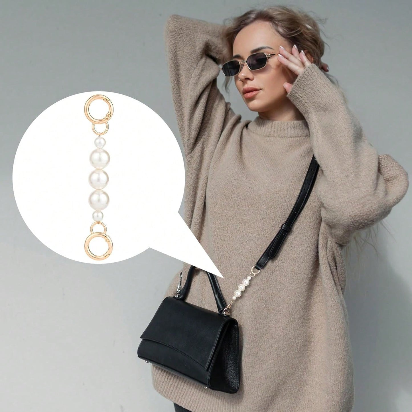 2 Pcs Gold Bow Bag Extender Chain Metal Pearl Purse Strap Replacement Bow Pattern Wallet Extender Chain Decoration For Purses Bags Wallet Fashion Acce