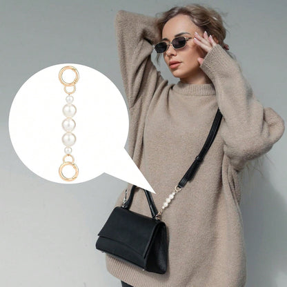 2 Pcs Gold Bow Bag Extender Chain Metal Pearl Purse Strap Replacement Bow Pattern Wallet Extender Chain Decoration For Purses Bags Wallet Fashion Acce