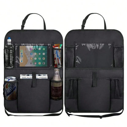 2-Piece Black Oxford Cloth Car Rear Seat Storage Bag With Multiple Pockets For Easy Storage, Suitable For All Car Models, Keeping Your Car Tidy And Orderly!