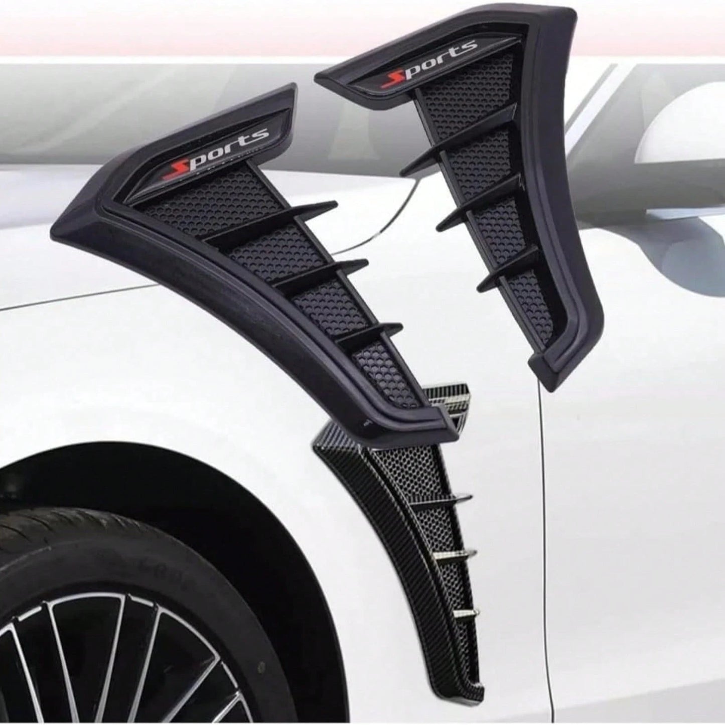 2-Piece Shark Gill Wing Mudguard And Side Air Intake Mudguard, Perfectly Compatible With All Car Models, Making Driving Safer!