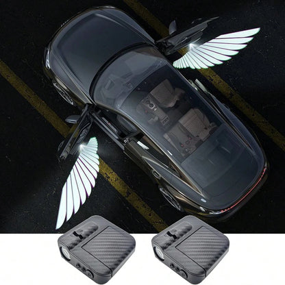 2 Pieces Angel Wing-Shaped Car Ambient Lights, Wireless Car Door Lights, Angel Wing Projector, LED Door Welcome Lights, Auto-Sensing Courtesy Lights, Car Decorations, Car Interior Accessories, Car Dec