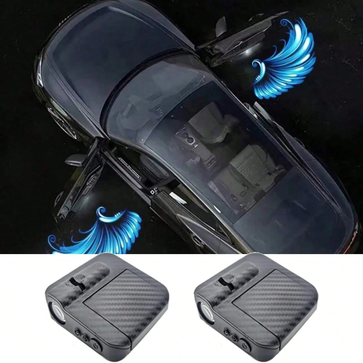 2 Pieces Angel Wing-Shaped Car Ambient Lights, Wireless Car Door Lights, Angel Wing Projector, LED Door Welcome Lights, Auto-Sensing Courtesy Lights, Car Decorations, Car Interior Accessories, Car Dec