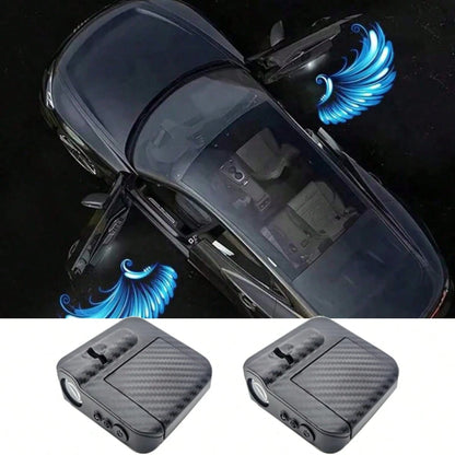 2 Pieces Angel Wing-Shaped Car Ambient Lights, Wireless Car Door Lights, Angel Wing Projector, LED Door Welcome Lights, Auto-Sensing Courtesy Lights, Car Decorations, Car Interior Accessories, Car Dec