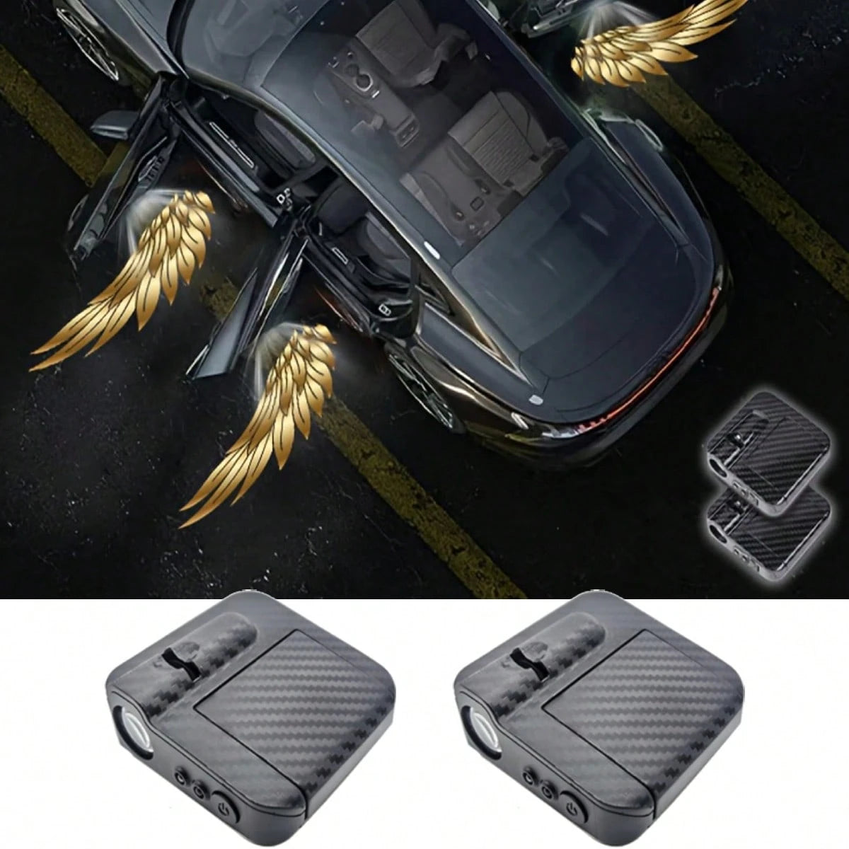 2 Pieces Angel Wing-Shaped Car Ambient Lights, Wireless Car Door Lights, Angel Wing Projector, LED Door Welcome Lights, Auto-Sensing Courtesy Lights, Car Decorations, Car Interior Accessories, Car Dec