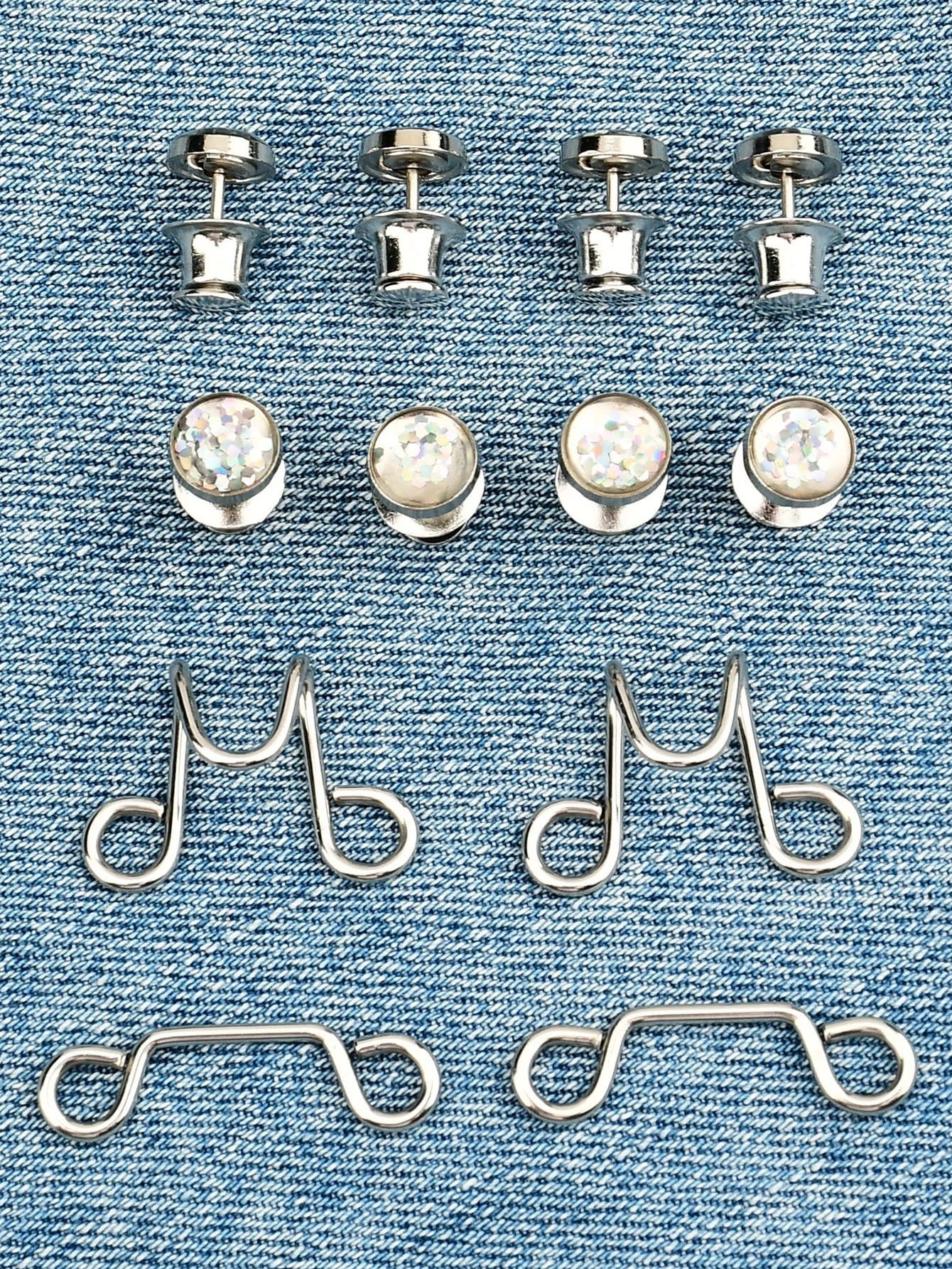 2 Sets-White Waist Buckle, Button, Clamp, Clothing Accessories
