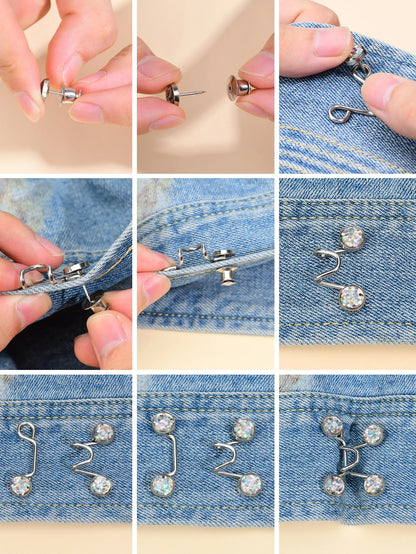2 Sets-White Waist Buckle, Button, Clamp, Clothing Accessories