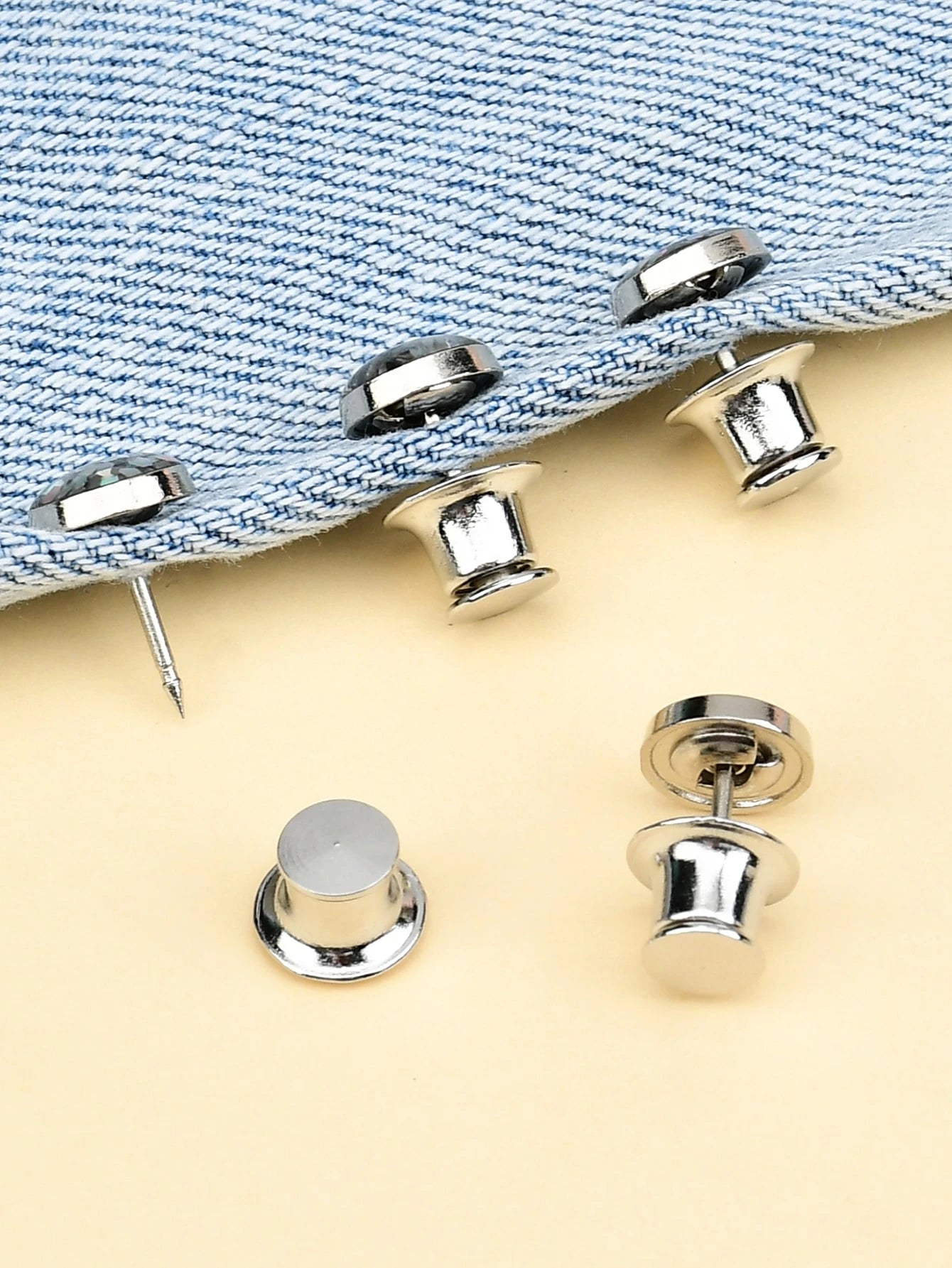 2 Sets-White Waist Buckle, Button, Clamp, Clothing Accessories
