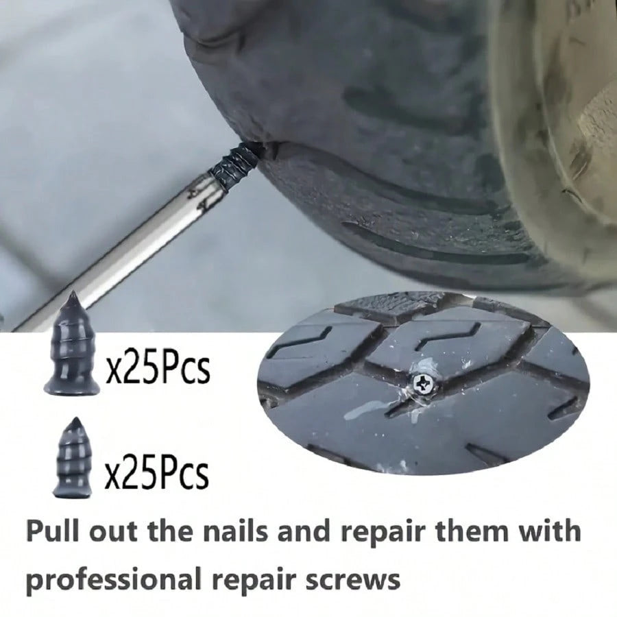 20/30/50pcs Of 6mm/8mm Rubber Plugs For Tire Repair, Self-Tapping Rubber Screws For Car And Motorcycle Tire Punctures. Quick Tire Repair, Emergency Tire Repair