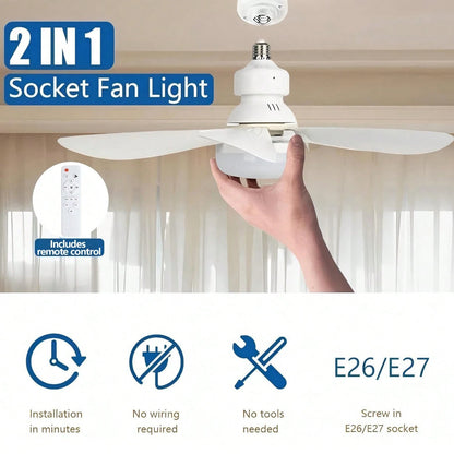 20.5" 40W Ceiling Fan Light With Remote, 3000K-6500K & 3 Quiet Speed, 1/2/4H Timer & Night Light, E27 Easy Install Ceiling Fans For Bedroom, Kitchen, Dining & Patio Use (White)